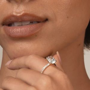 Yellow Gold plated 3 Ct. cushion Cut Engagement Ring, Wedding Ring . Faux…